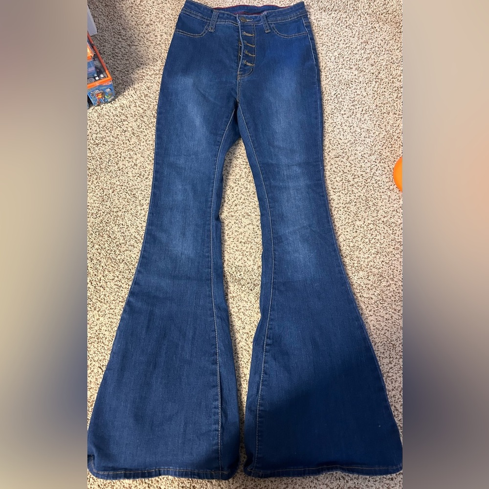 Lover Brand High Waist Button Flare Jeans